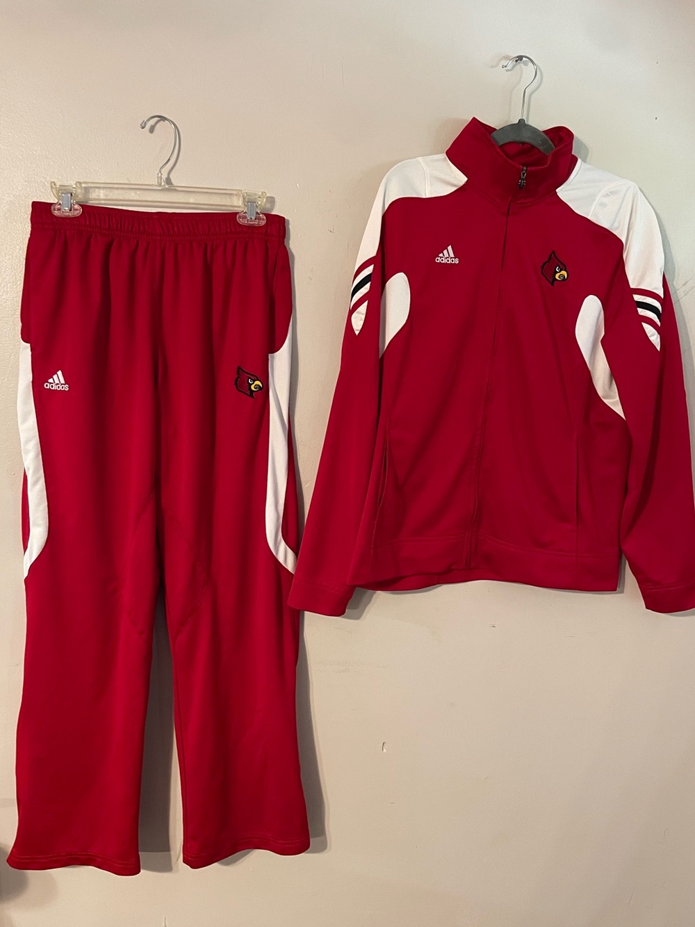 Adidas Louisiana cardinals Football Track Jacket & Pants set climalite L M athle